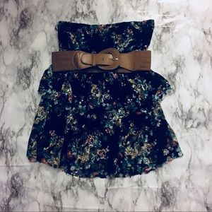 Strapless shirt with belt